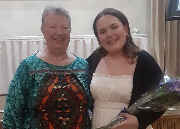 Rising Star. Rylee Bush accepts the WISE Women award, pictured with Donna Gority. Bush accepted the award at a tribute dinner on April 17. (Courtesy of Rylee Bush) 
