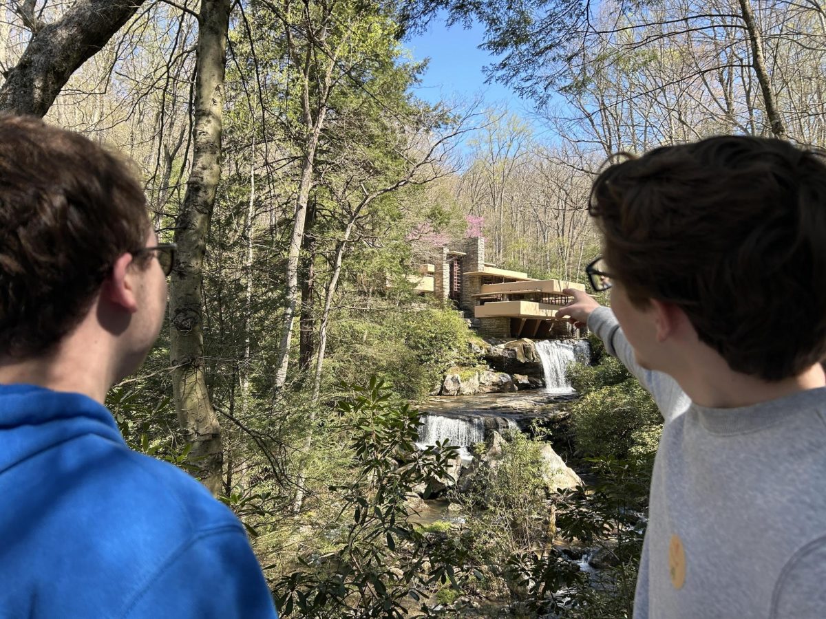 Enraptured.+Juniors+Nolan+Brennan+and+Braydon+Hetrick+observe+the+unique+architectural+design+employed+by+Frank+Lloyd+Wright.+Fallingwater+is+just+one+of+Wrights+many+architectural+feats.