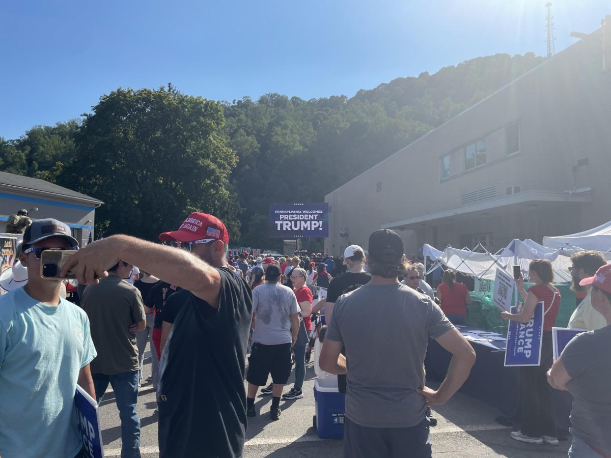 A sea of Trump supporters gather in anticipation of hearing Trump give his speech.  