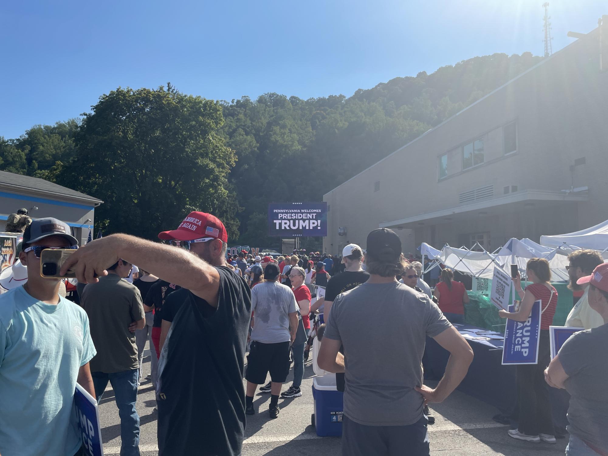 A sea of Trump supporters gather in anticipation of hearing Trump give his speech.  