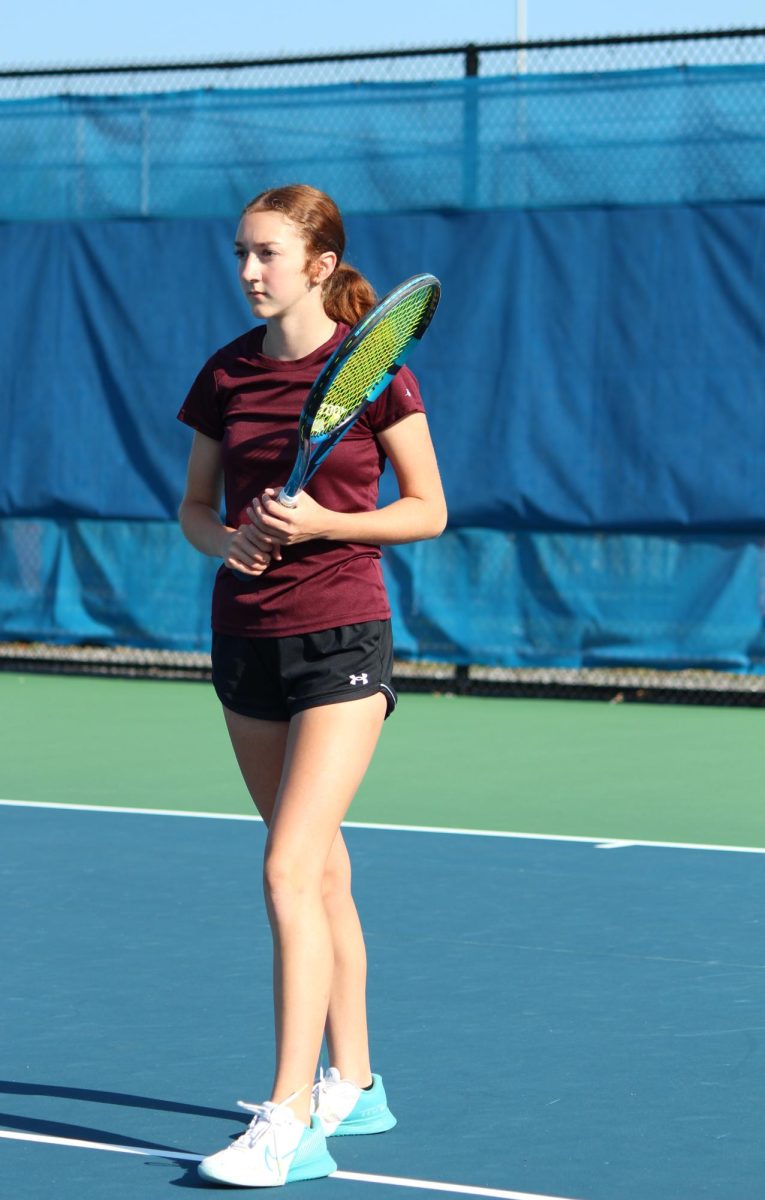 Sophomore Skylar Iwrin prepares to play. S. Iwrin's sister plays on the team as well. 