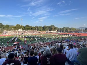 On Altoona! The band performed pregame at the first game of the season. The marching band consists of over 100 members. (Courtesy of Jaidyn Palladini)