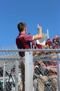 Running the show. Brandon Kunder directs the Alumni Band during practice. Kunder was Larry Detwiler's student teacher in 2023 and is now the director of the Jr. High band. 