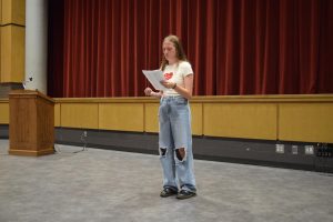 Senior Laura Reed auditions for the 2024 fall play. 