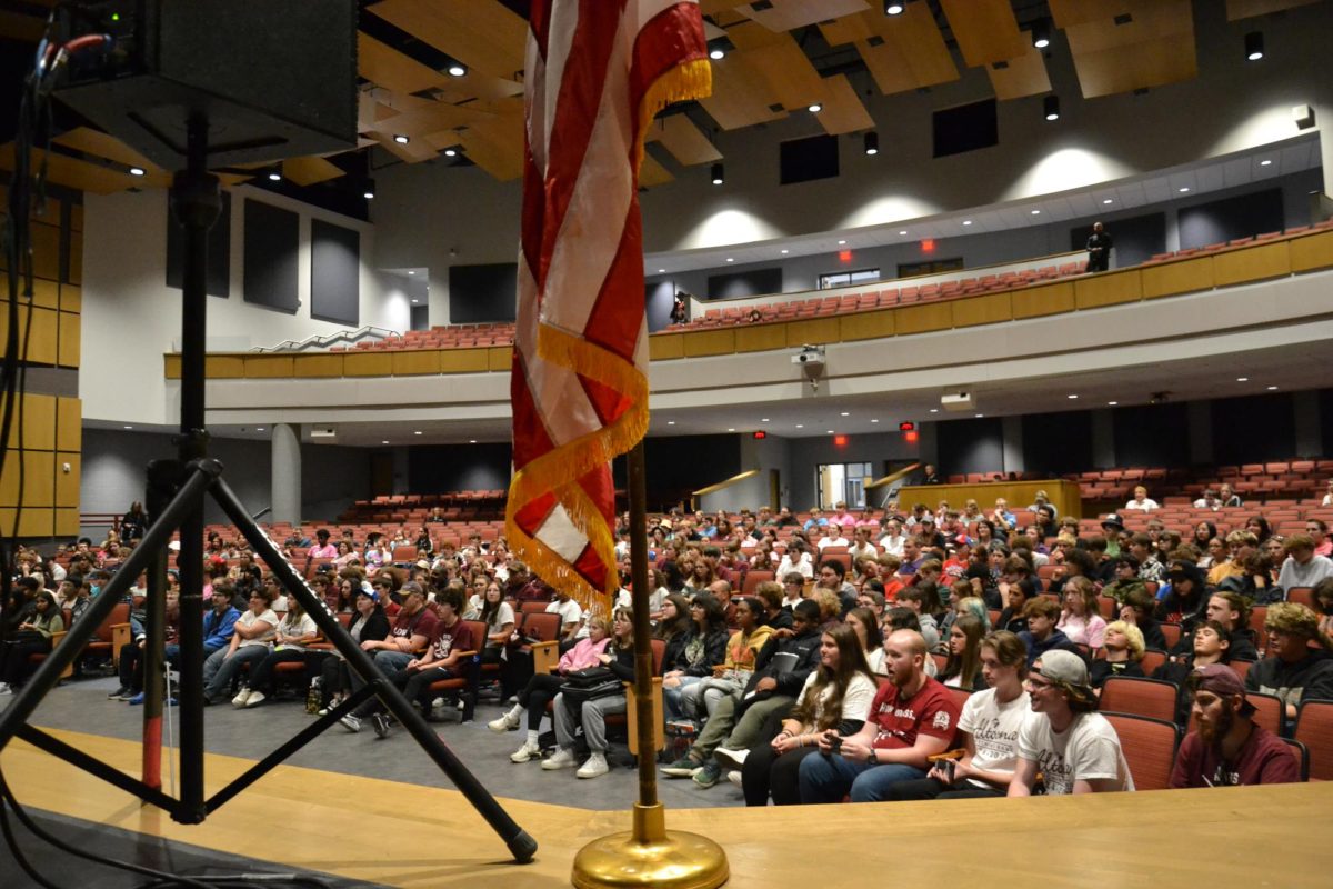 Rapt attention. Students watch the Navy Commodores perform on Oct. 18. 