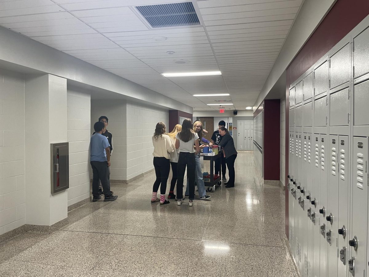 All mixed up. Students wait for their coffee during missed-match day.