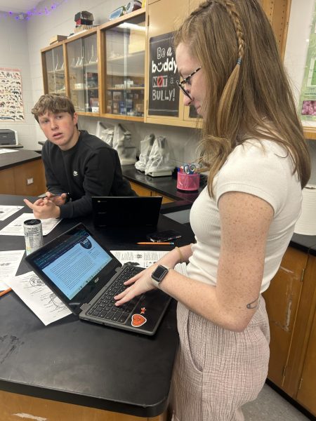 Senior Alannah Irwin uses the Youth and Government club website to research candidates. Students in all grades are welcome to take part in the mock election. 