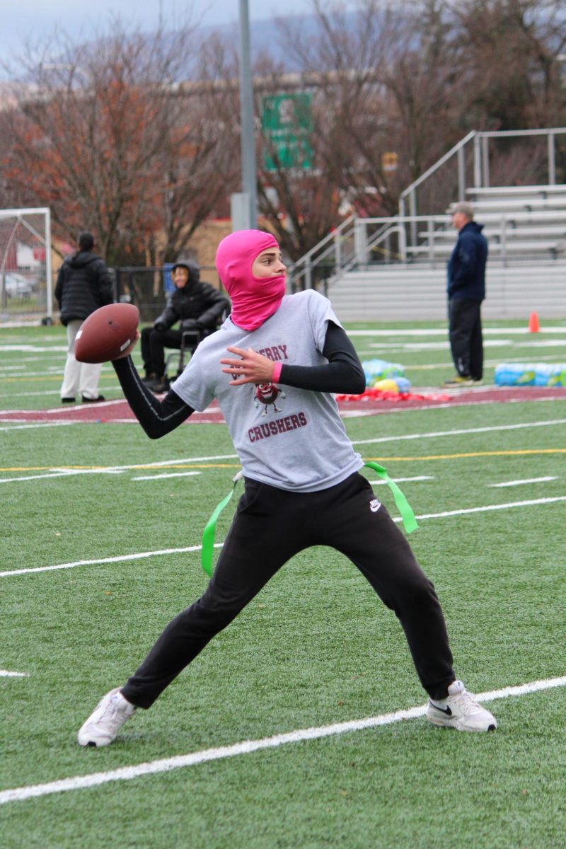 Pass the ball. Junior Kody Webster prepares to pass the ball to his teammate. Webster played for Cranberry Crushers. 