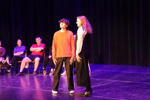 Alumni Ava Rososky and Ethan Eisenhart perform at last year's Improv Night. Students from the drama club will perform at this event. (Courtesy of Madalyn Miller)