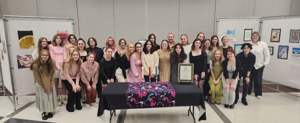 New Inductees. Students pose for a group picture on the night of the National Art Honor Society induction. National Honor Art Society induction was on Oct. 8. (Courtesy of Kathryn Curry) 