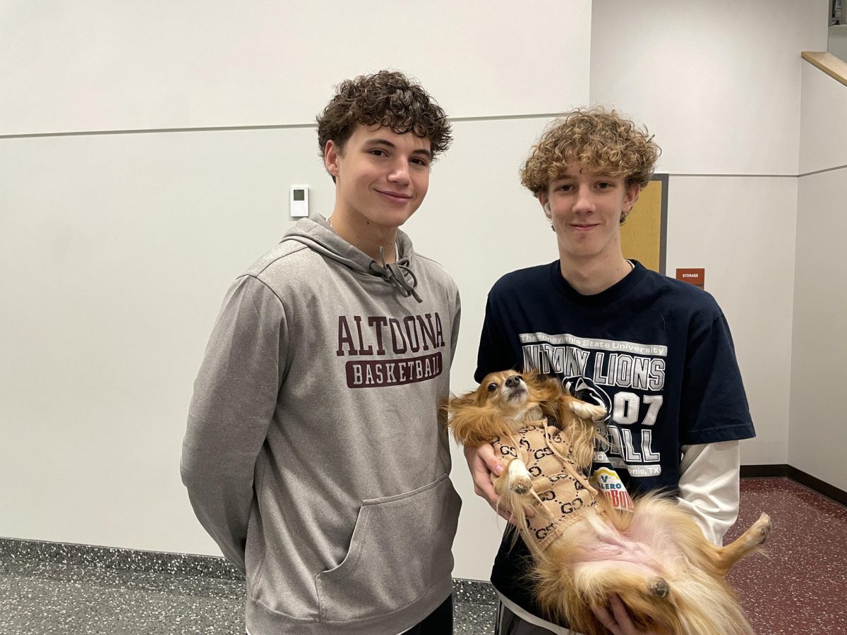 Doors or wheels. Juniors Noah DiVentura and Rylan Cagle ask students if there are more doors or wheels. 