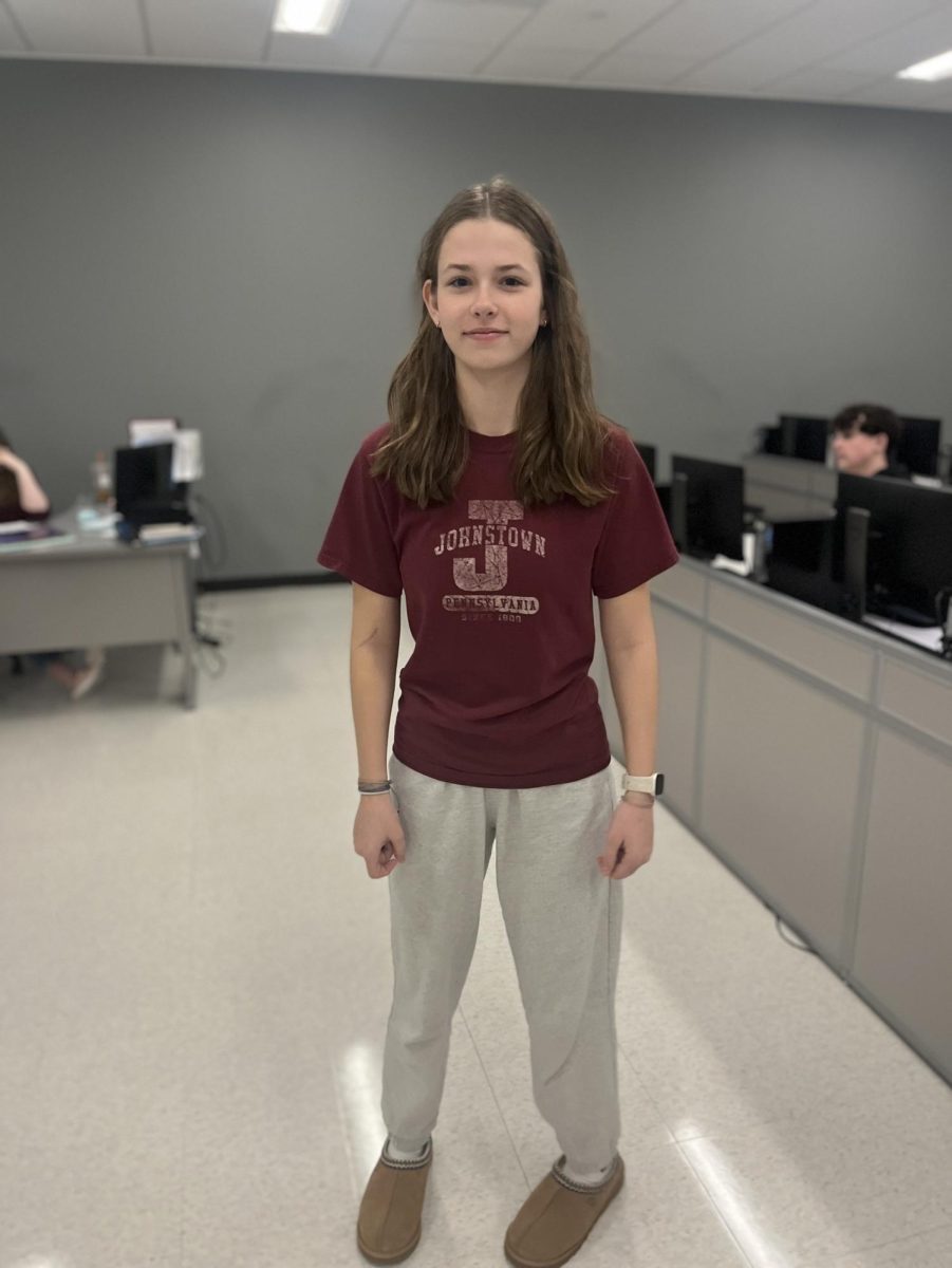 Junior Maddy Blontz always comes prepared when the task is to wear maroon and white.