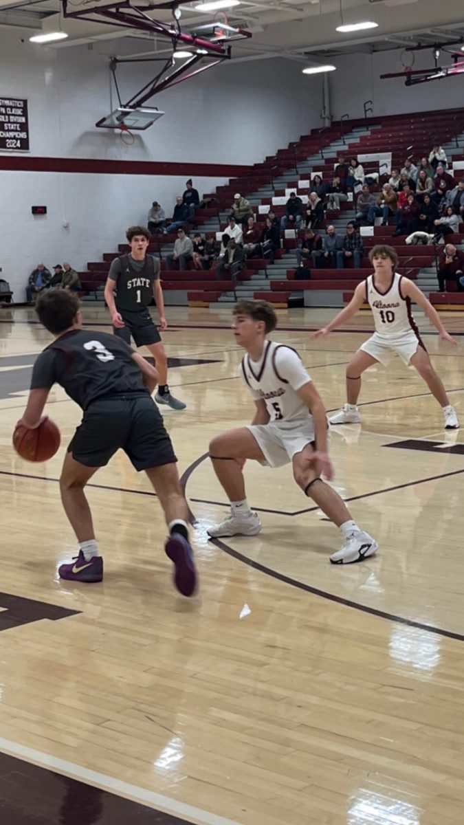 Seth Simengdinger and Ashton Barr stay alert on defense.