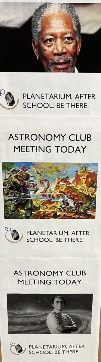 The sign for the Astronomy meeting is outside of the planetarium. 