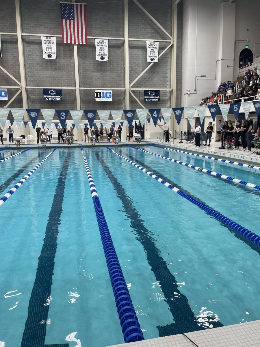 Swimmers competed at Penn State's McCoy Natatorium. 