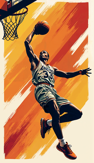 Man dunks basketball