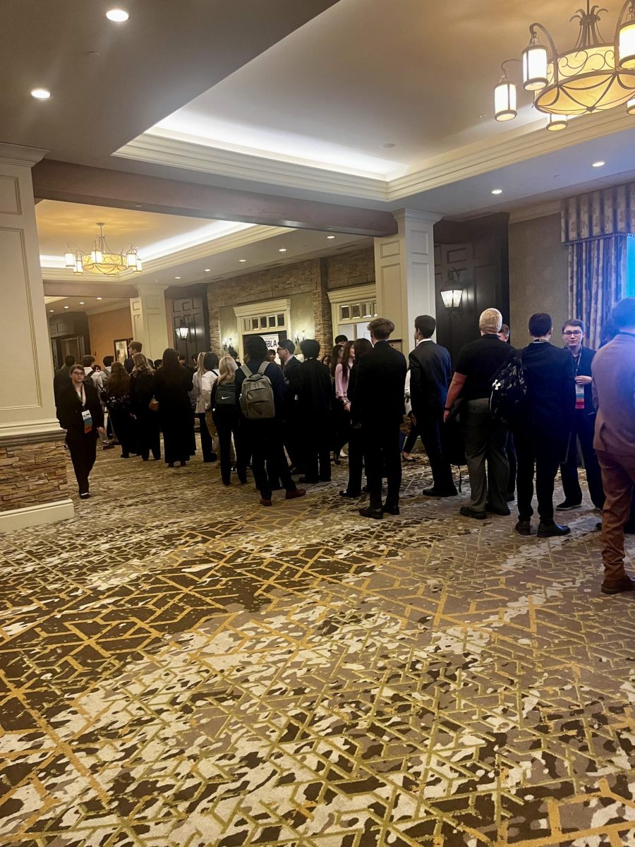 Testing. This is the line that testers lined up in to get into the testing room. States were held on April 8 and 9. 