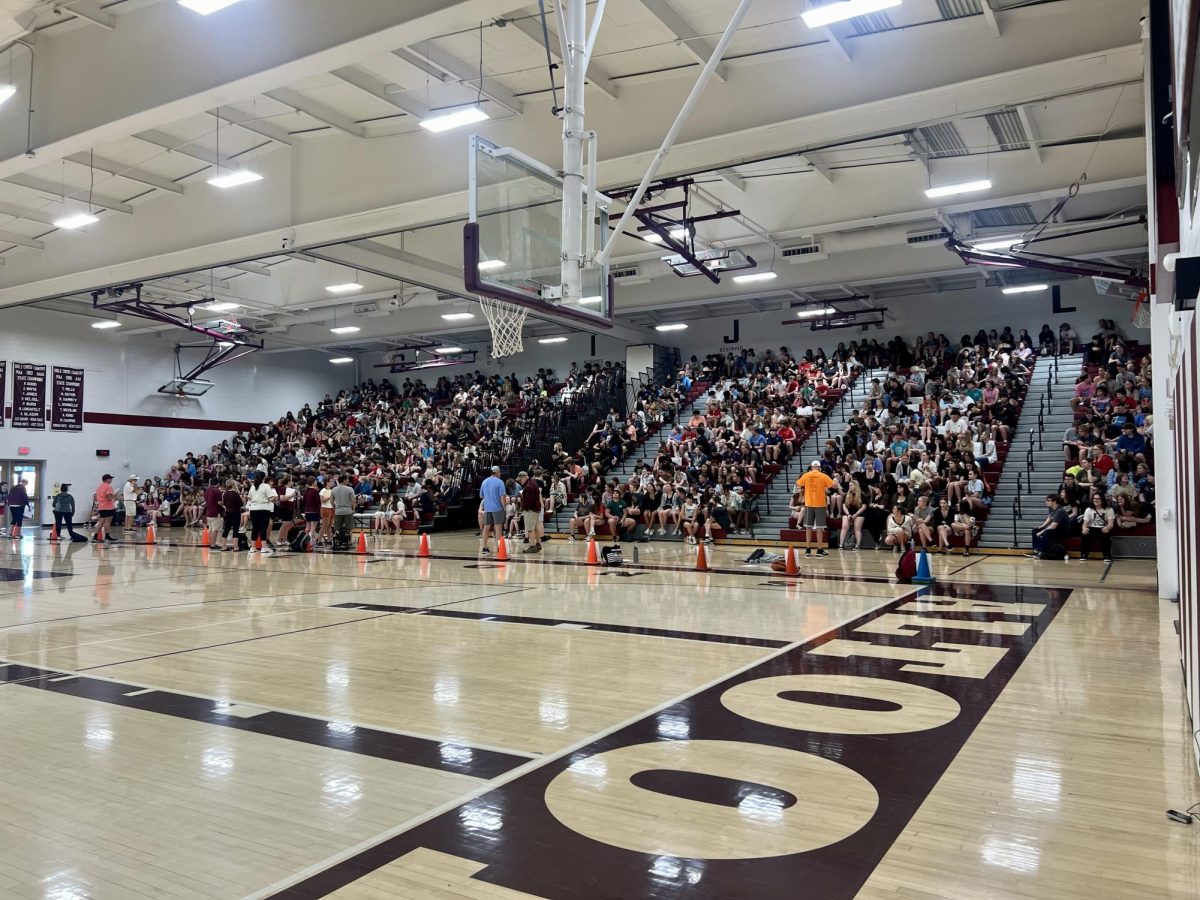 The 2023-2024 Canoe Creek trip when all the student filled the gym to be put in their line to get on their buses 