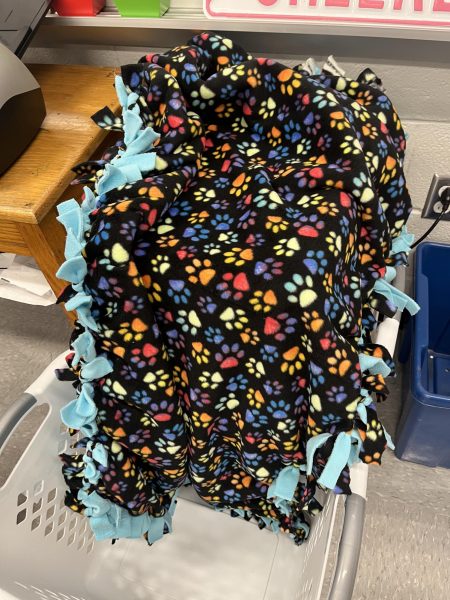 All bundled up. The blankets for the community service projects are ready to be transported to the Central PA Humane Society. 