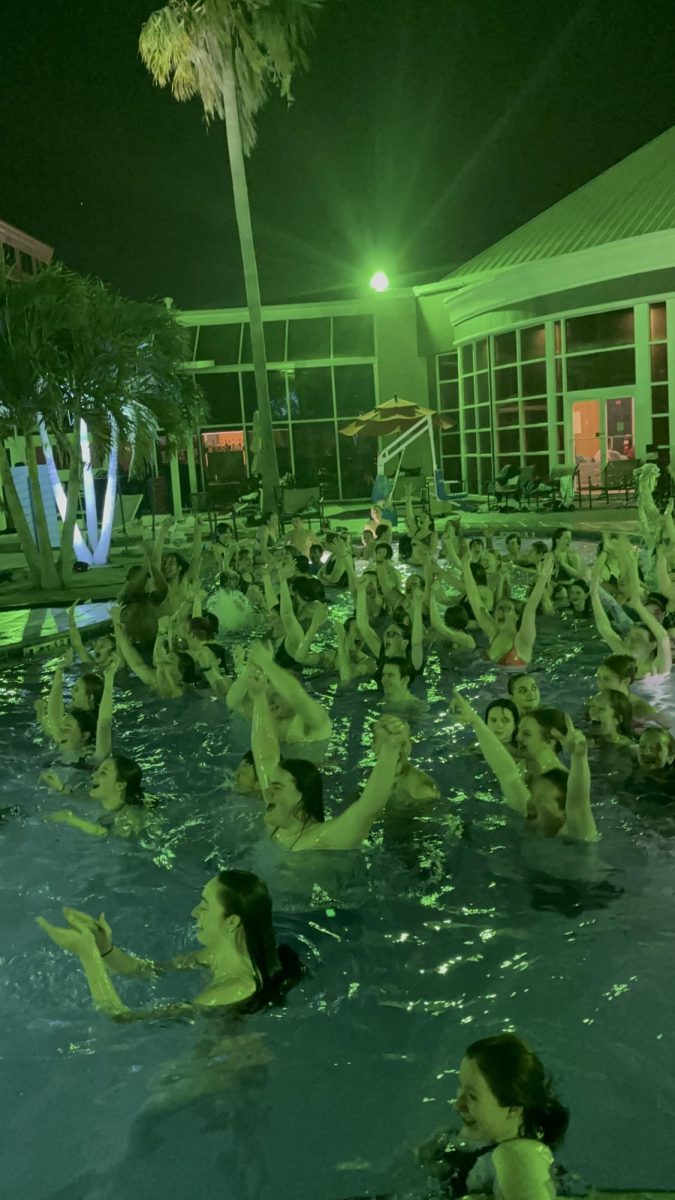 Cooling off. After a long day in Animal Kingdom, students went down to the hotel pool to cool down from the Florida heat. 