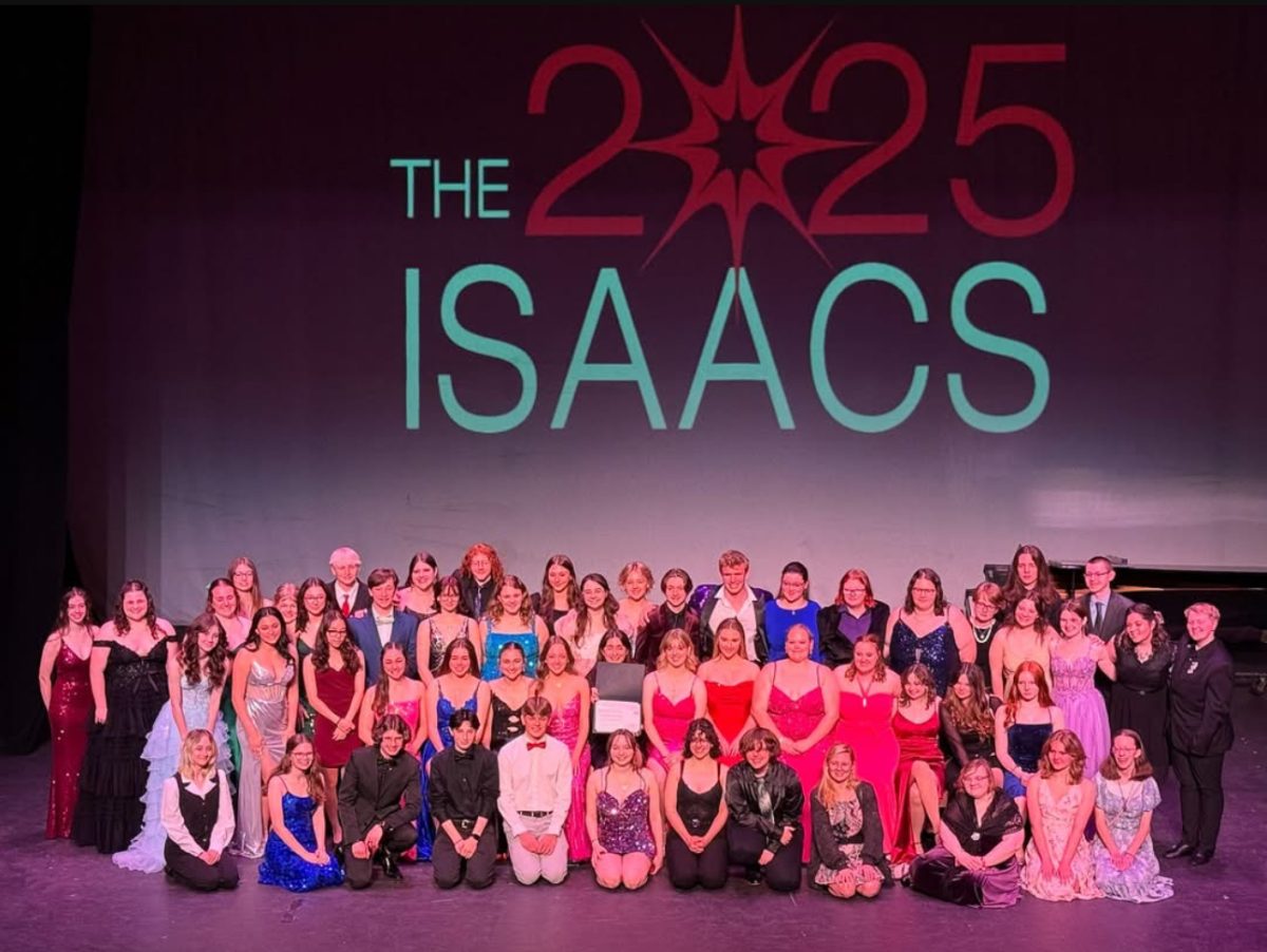 Smile. Members of the cast and crew of "The Little Mermaid" pose for a photo after winning runner up for Best Production. (Courtesy of Ben Cossitor) 