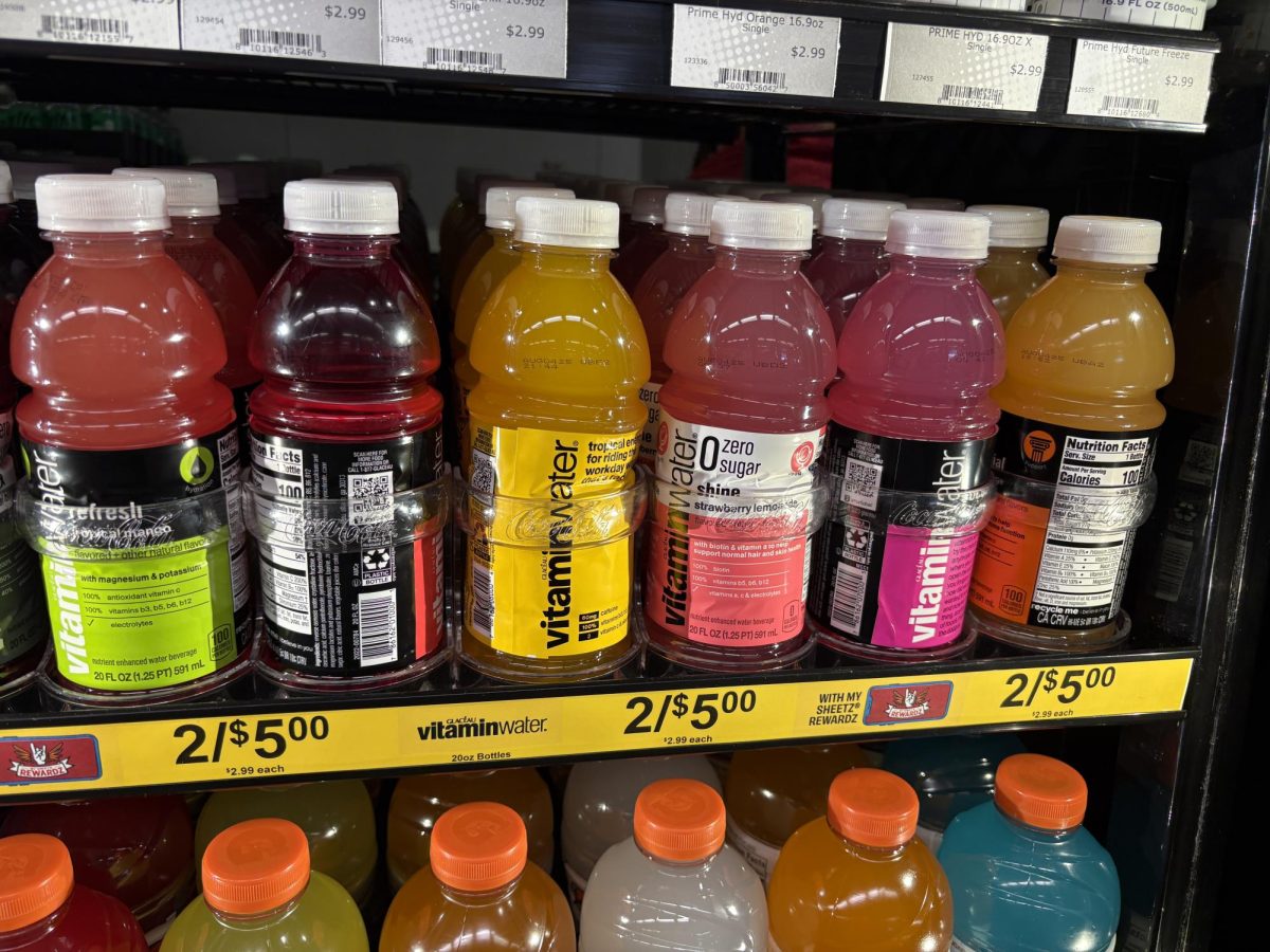 Bottles of Vitamin Water display at a local Sheetz. Vitamin Water has more health benefits than the frequently consumed energy drinks. (Photo Courtesy of Charlie Kephart)