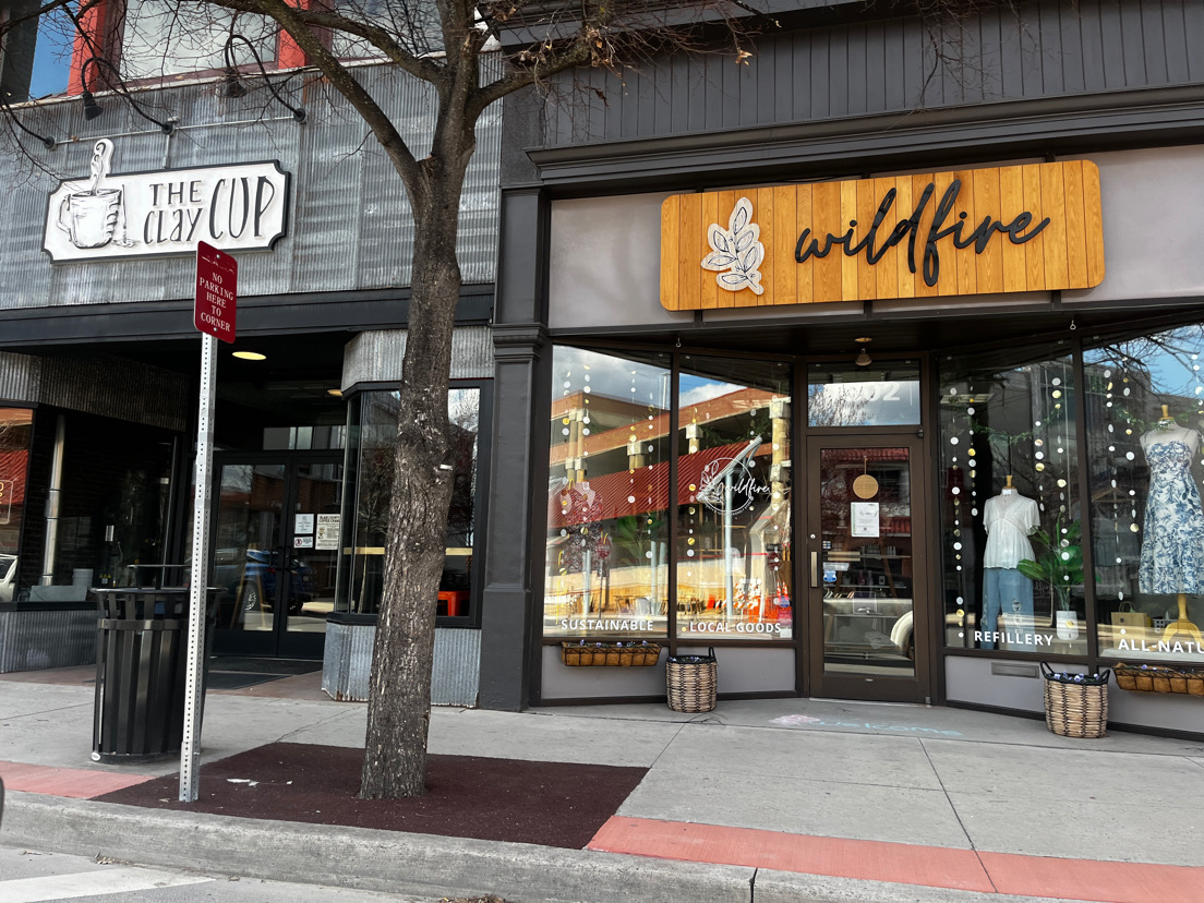Wildfire Boutique and Clay Cup sit next to each other in downtown Altoona. Both are local businesses. (Photo Courtesy of Charlie Kephart)