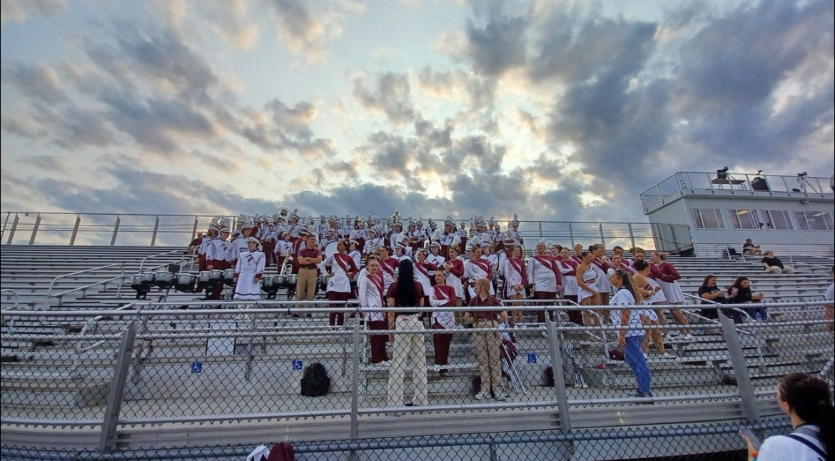 Stand tunes. The marching band performs at the Cumberland Valley football game. (Courtesy of Dom Sparacino)