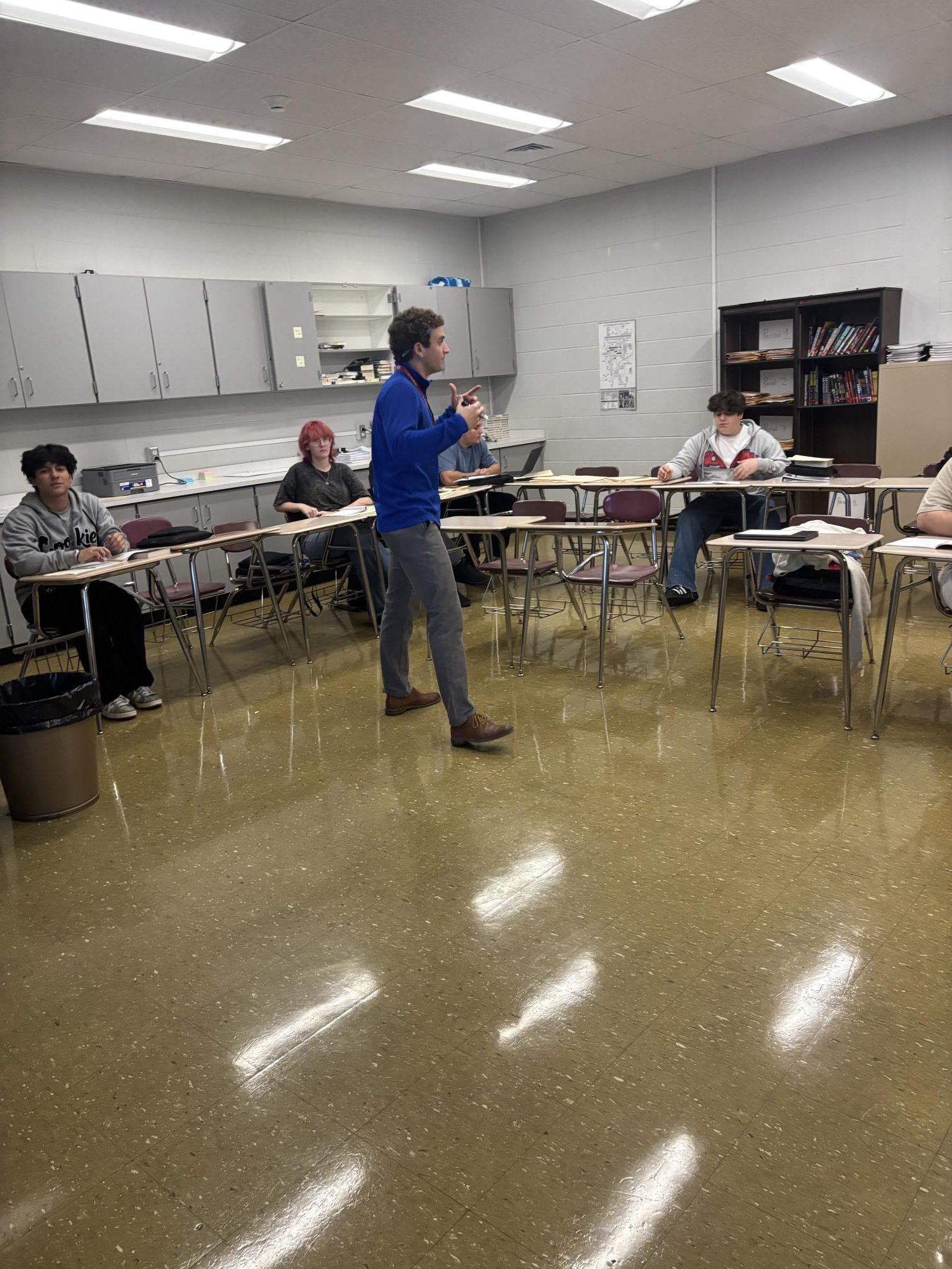 Learning something new. Alex Ray teaches an English class during the sixth period. As the day comes to an end, Ray and his students take a deep dive into a characteristic lesson.