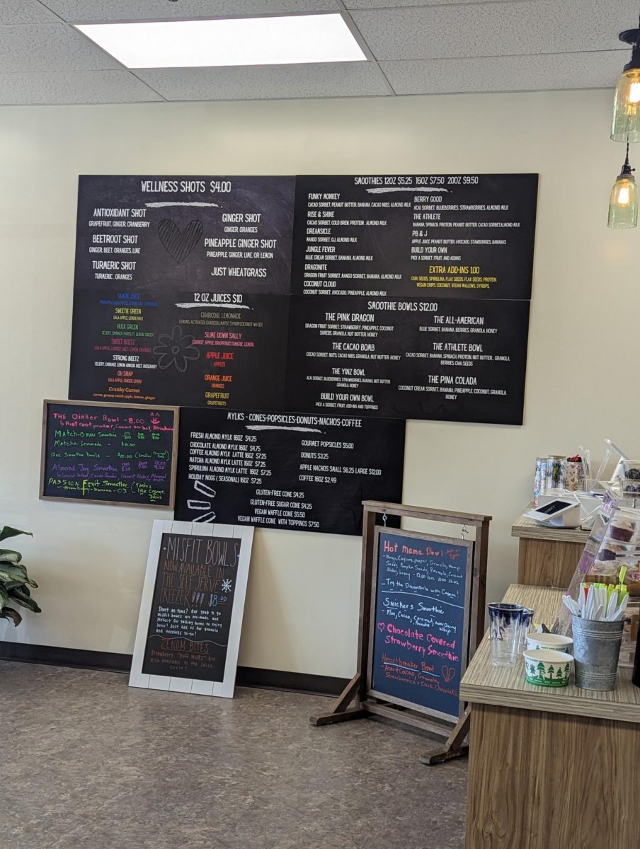 List of options. The Juice Shack menu during their time open. The Juice Shack is now absorbed by the Beech Tree Cafe. 