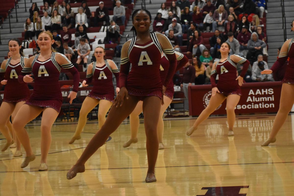 Dance the night away. The Lioneers perform during a basketball game. On Feb. 5, the team celebrated their annual senior night. 
