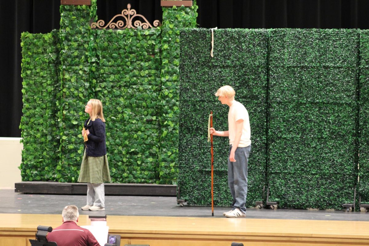 Lila Eamigh, Gregory Wenzel interacted during rehearsals for the spring musical.