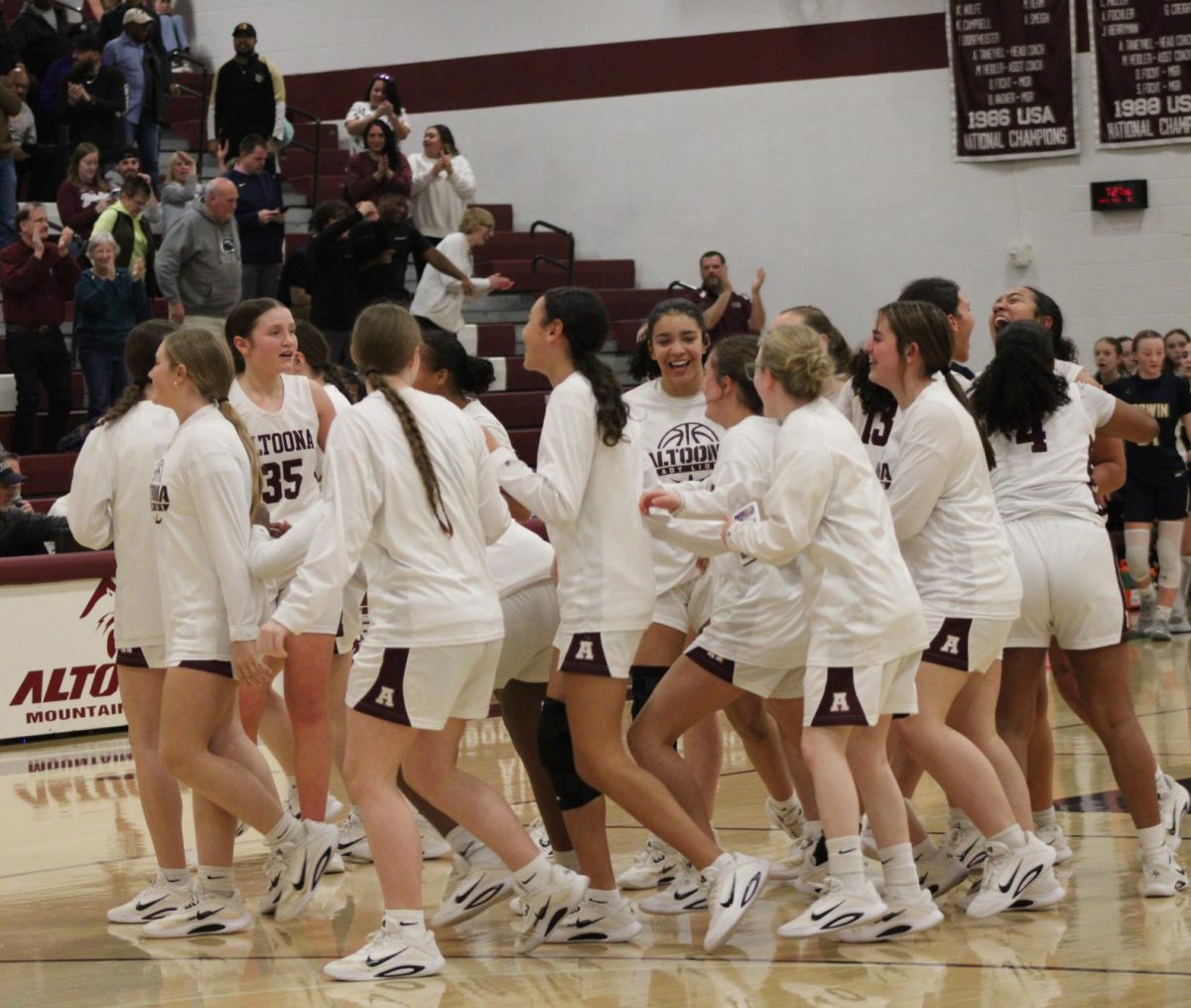 Victory. The girls' basketball team celebrates their win against Norwin. The team and fans head to Cumberland Valley Friday to try to move into the top 4. 