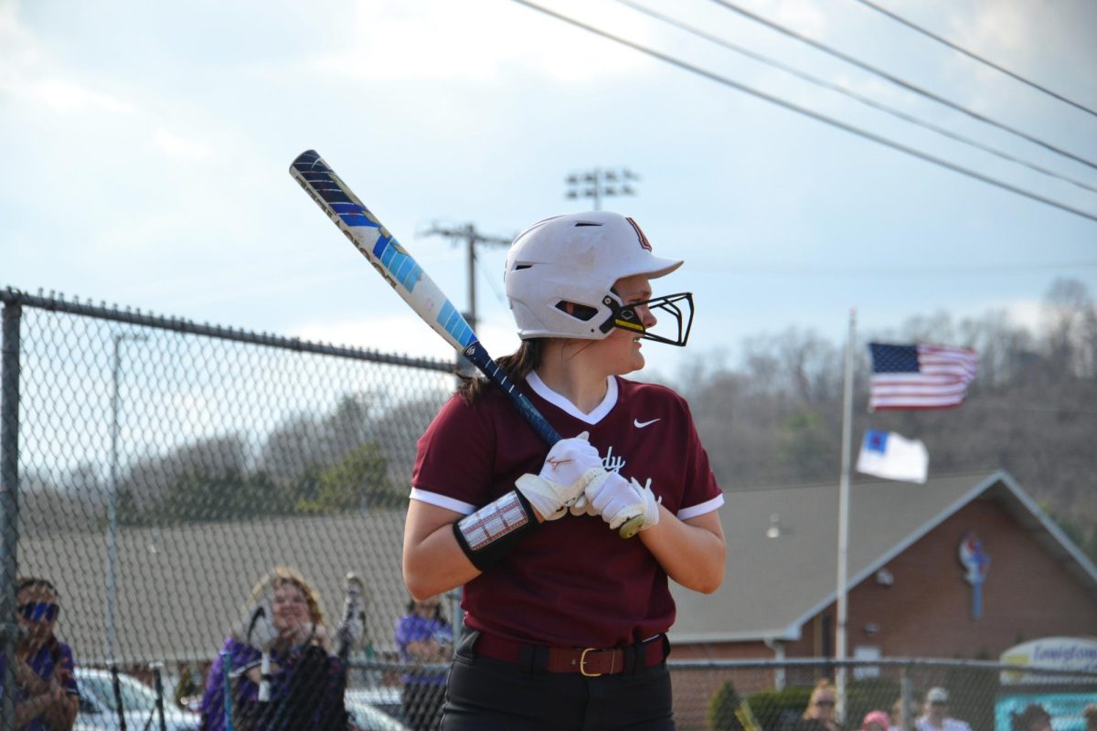 Sophomore Nevaeh McClellan bats sixth. She is focused and locked in on timing up the pitcher. 