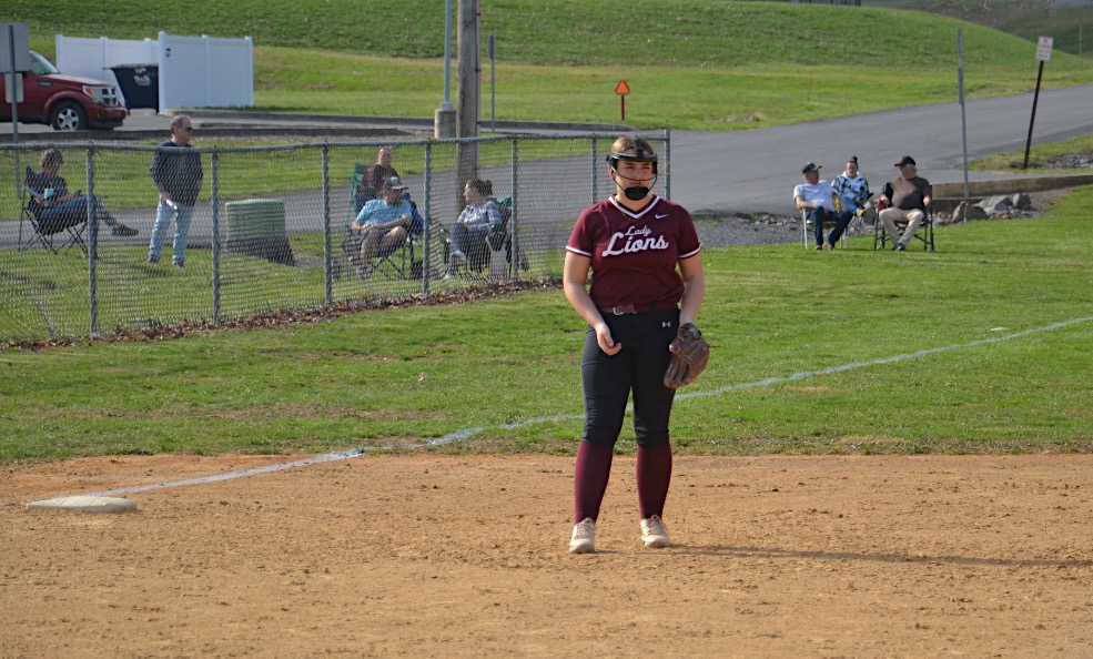 Freshman Brynn Plunket starts the game at third base. Plunket stayed alert making solid plays and showing promise in her first season. 