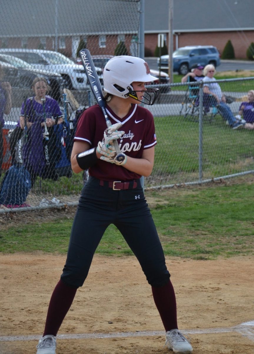 Sophomore Serenyty Oschea is at the plate.  Oschea stepped up batting third. 