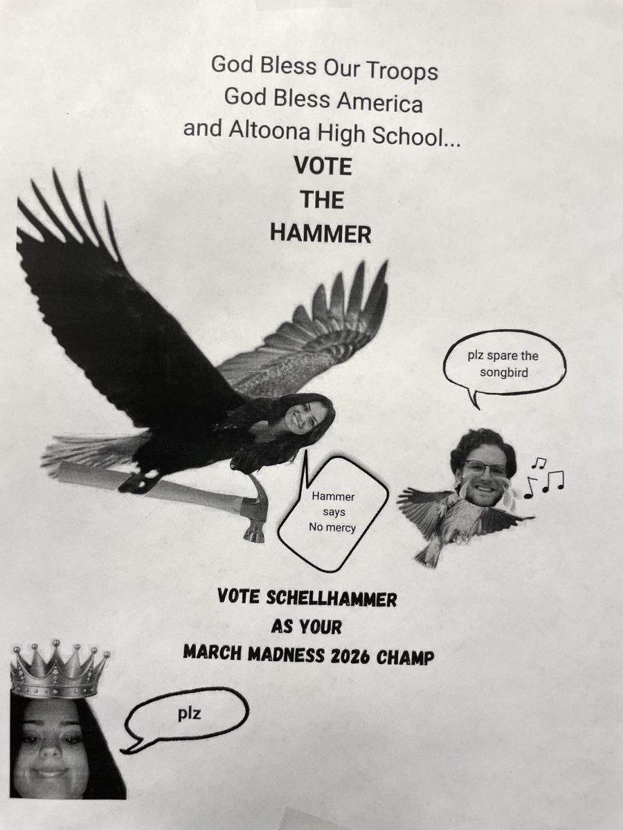 Madness in March. A teacher March Madness poster depicts candidates Jada Schellhammer and Caleb Marasco. Schellhammer and Marasco faced off as the final two in the 2026 competition.