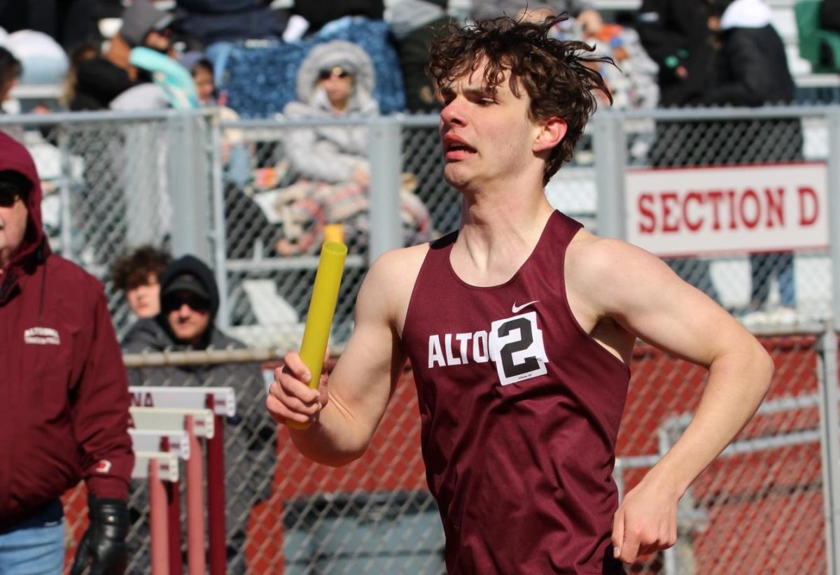 Igloo Action Junior Xander Frederick runs distance at the Igloo Meet facing chilly temperatures. The top three athletes from each event competed at this early event.