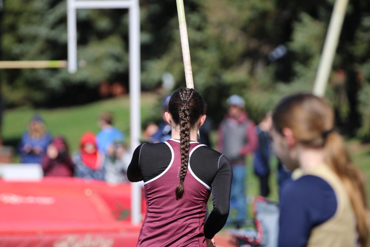 Taking the leap. Senior pole vaulter Sage Bower prepares to pole vault at the Igloo Invitational at Mansion Park in Altoona, Pa. The Igloo took place on March 28.