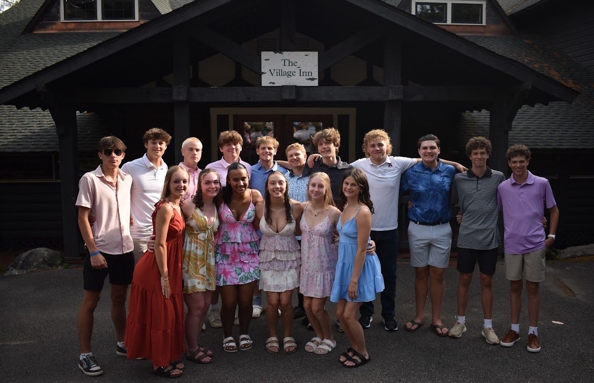Say Cheese. Students apart of Young life smile for a photo. They had a photo shoot as a part of their last day of camp. Photo courtesy of Jackson Sipes.
