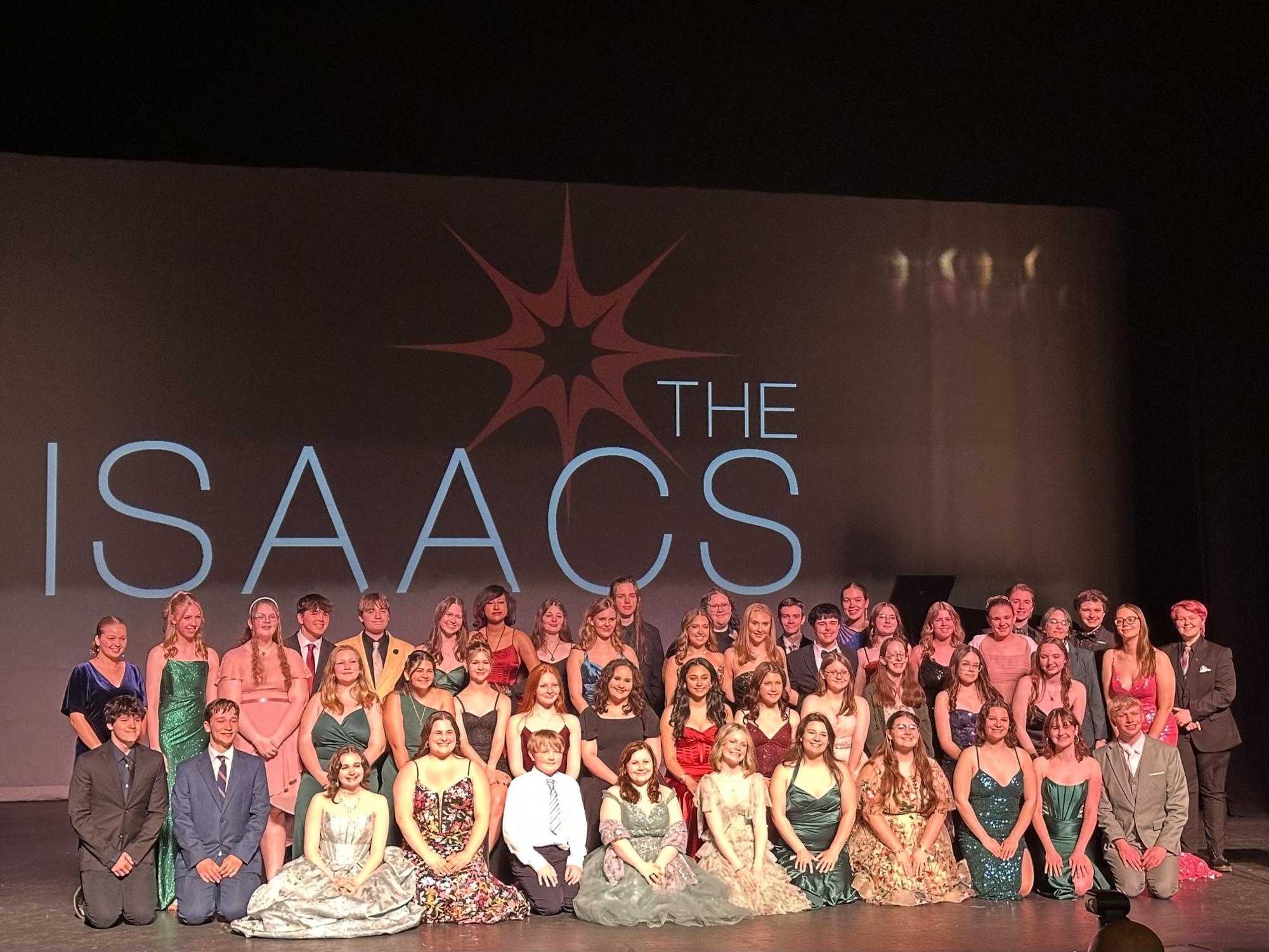 In the garden. The cast and crew of "The Secret Garden" pose for a photo following winning the award for Best Production.
