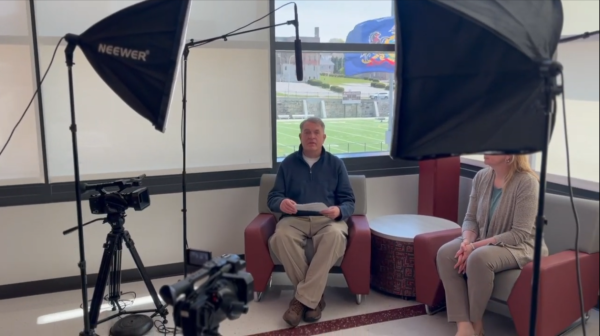 Donor. District educators James and Jen Lowe were featured in the students' MLTV video. The Lowes detailed their experiences with organ donation. "Organ donation has personally impacted me with seeing how it has saved my husband's life," Jen Lowe said. (Courtesy of Aiden Aiken)